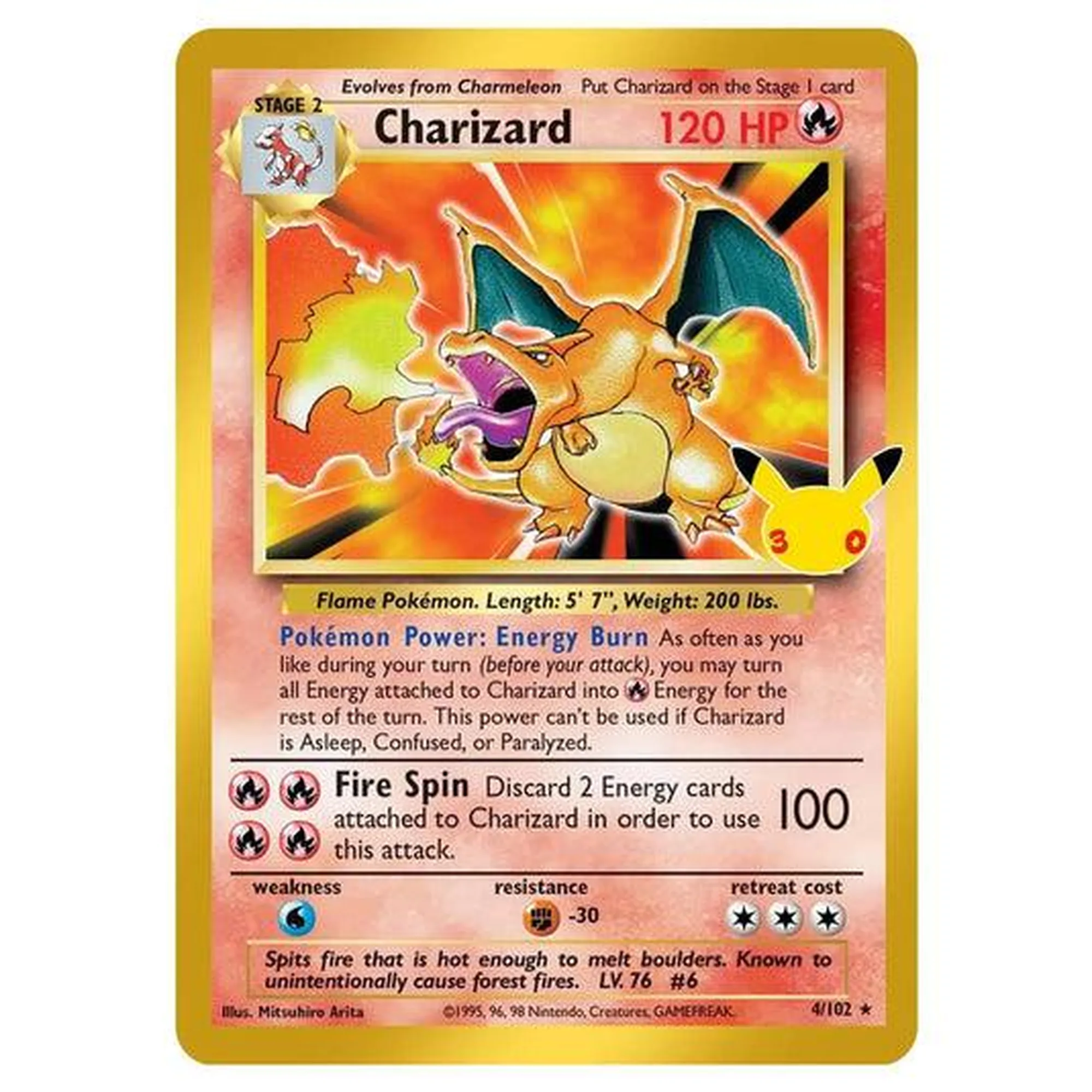 Karta Charizard z Classic Collection se symbolem 30. výročí