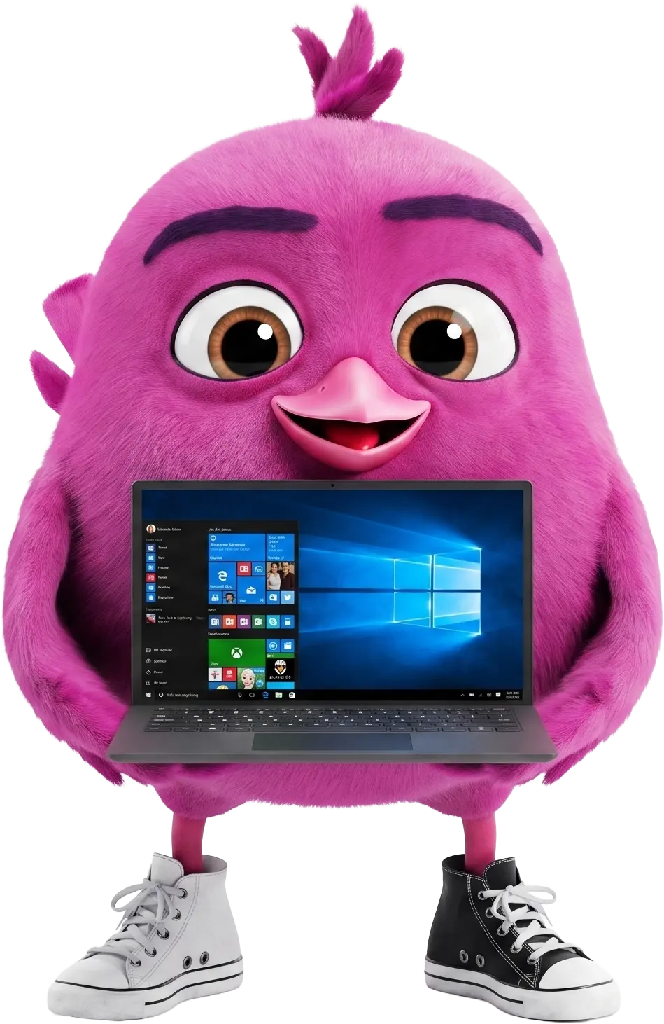 Smarty maskot s notebookem Windows 11