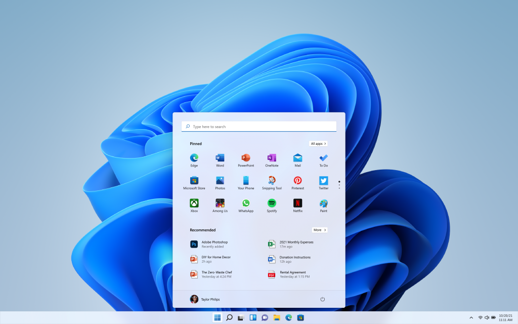 Ukázka prostředí Windows 11