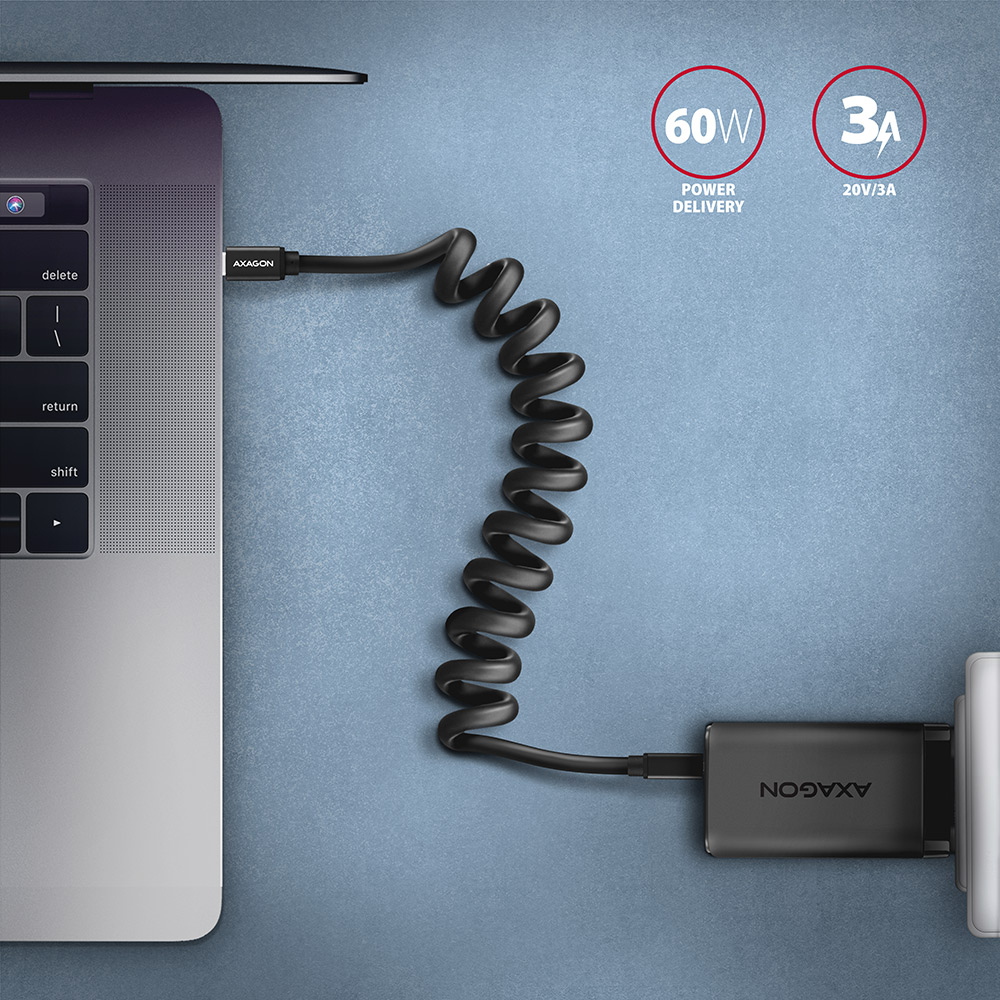 AXAGON BUCM-CM10TB – nabíjení notebooku přes 60W USB-C nabíječku