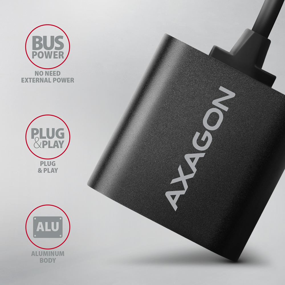 AXAGON ADA-12 – kompaktné hliníkové telo adaptéra s vývodom kábla