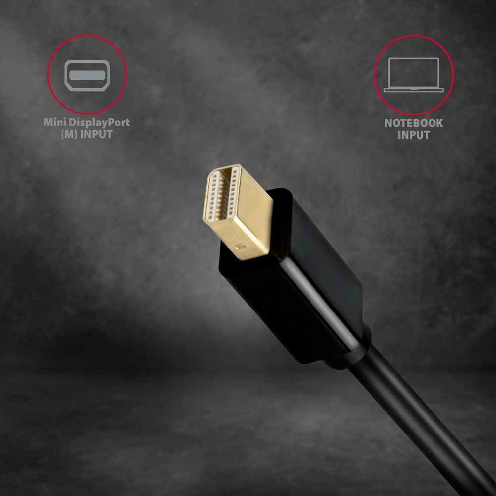 Konektor Mini DisplayPort adaptéru RVDM-HI14N pro připojení k notebooku