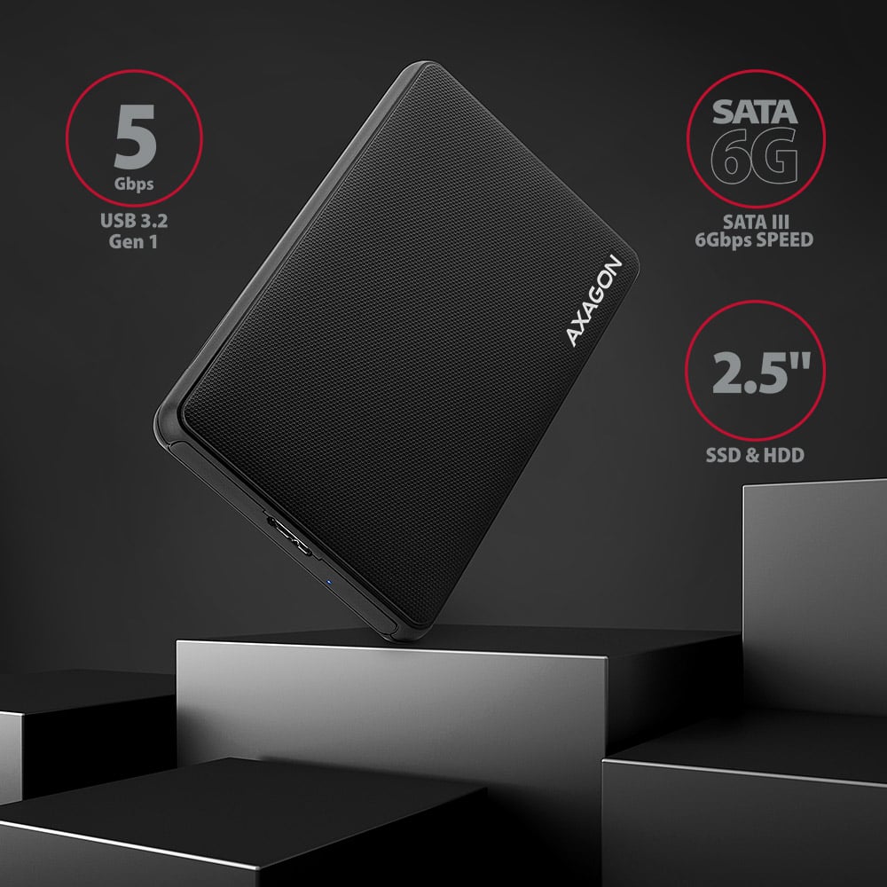 AXAGON EE25-SL – box s rozhraním USB 3.2 Gen 1 a SATA III 6G pro 2,5" disky