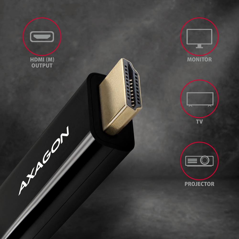 Konektor HDMI (M) kabelu AXAGON RVD-HI14C2 pro monitor, televizor nebo projektor