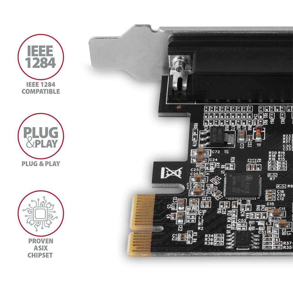 Řadič ASIX AX99100 na desce karty AXAGON PCEA-P1N