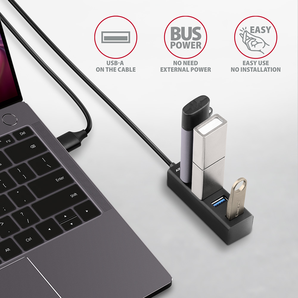 AXAGON HUE-M1AL v provozu s USB flash disky bez napájecího adaptéru