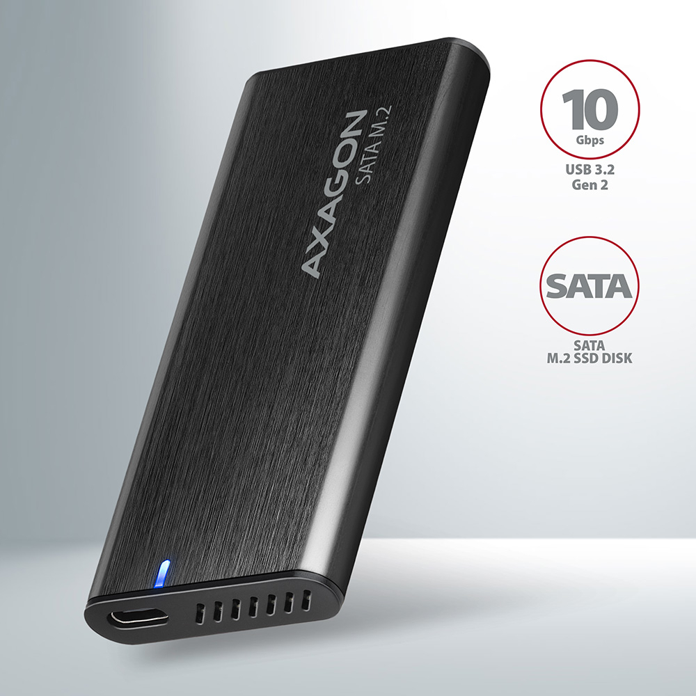AXAGON EEM2-SBC – hliníkový USB-C box pro M.2 SATA SSD