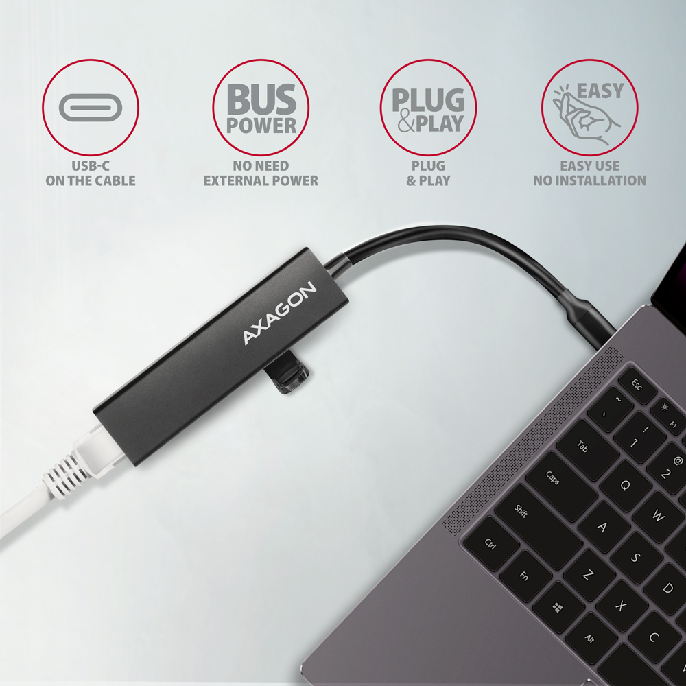 AXAGON HMC-GL3A připojený k notebooku bez nutnosti instalace ovladačů