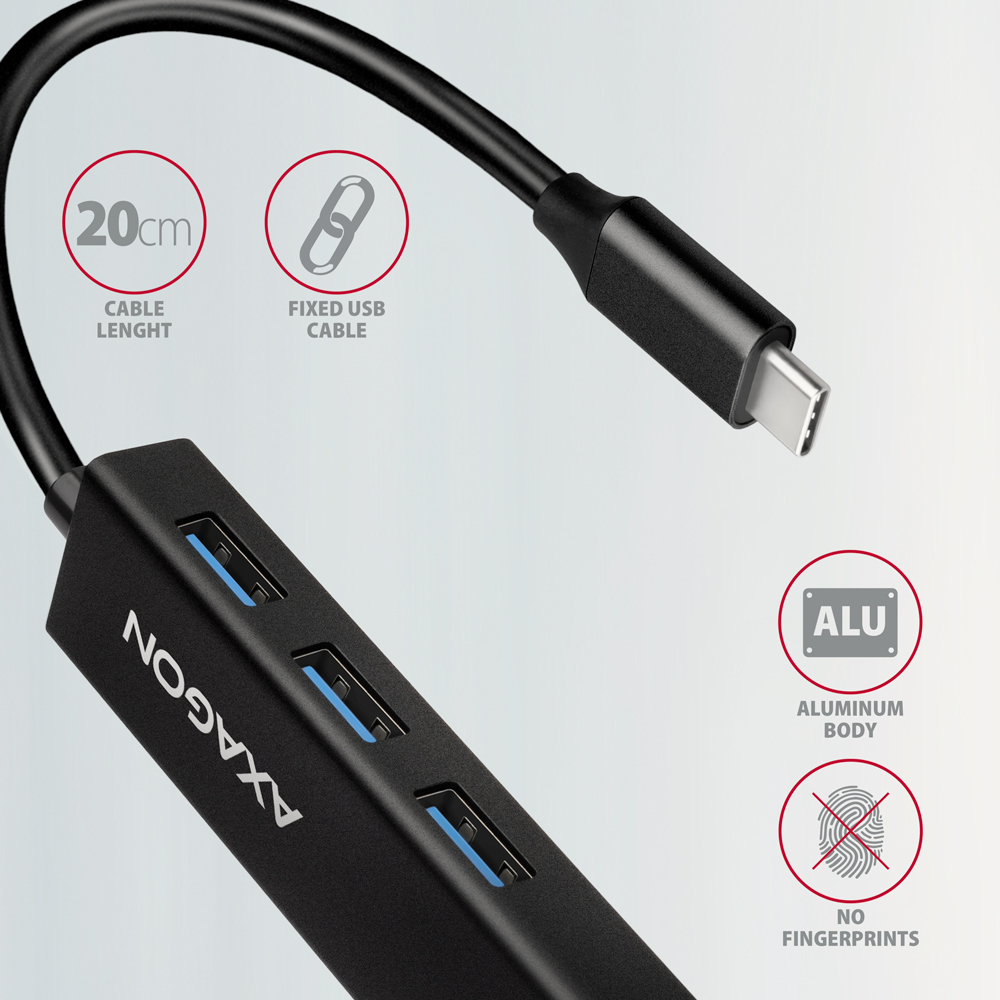 AXAGON HMC-GL3A – detail USB-C konektoru a hliníkového těla