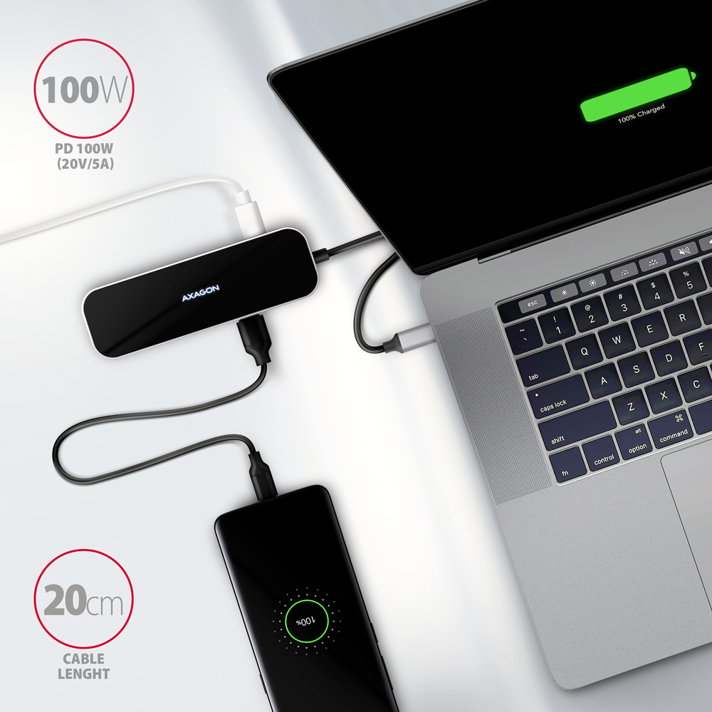 Nabíjení notebooku a telefonu přes 100W Power Delivery