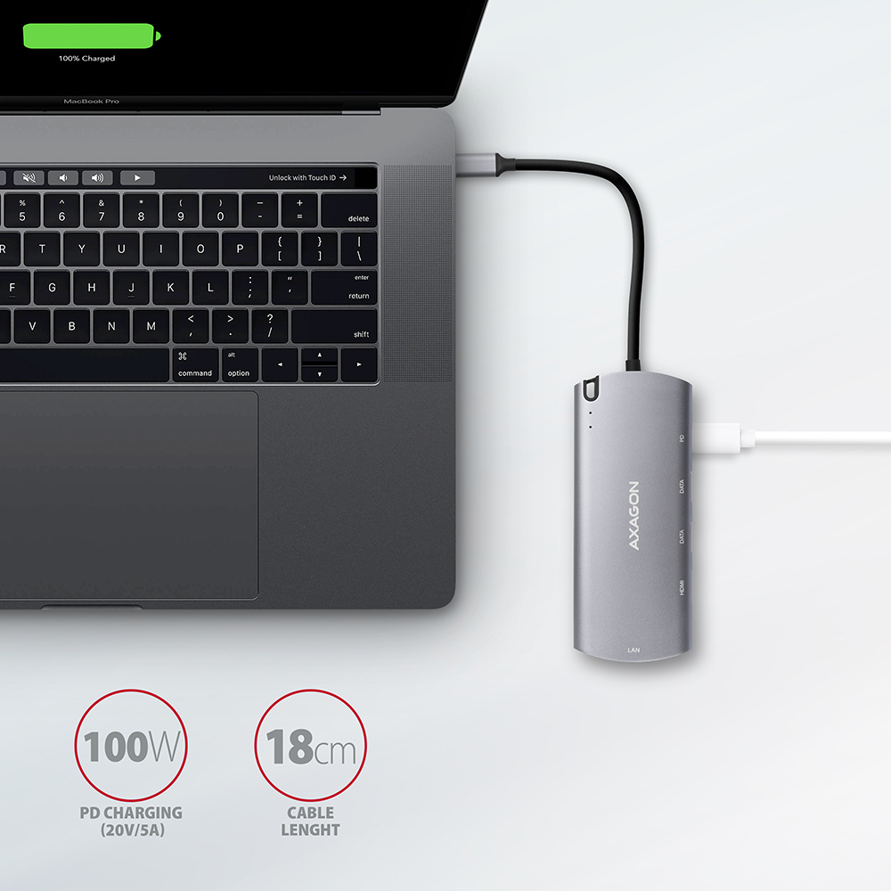 Nabíjení notebooku přes 100W Power Delivery s 18cm kabelem