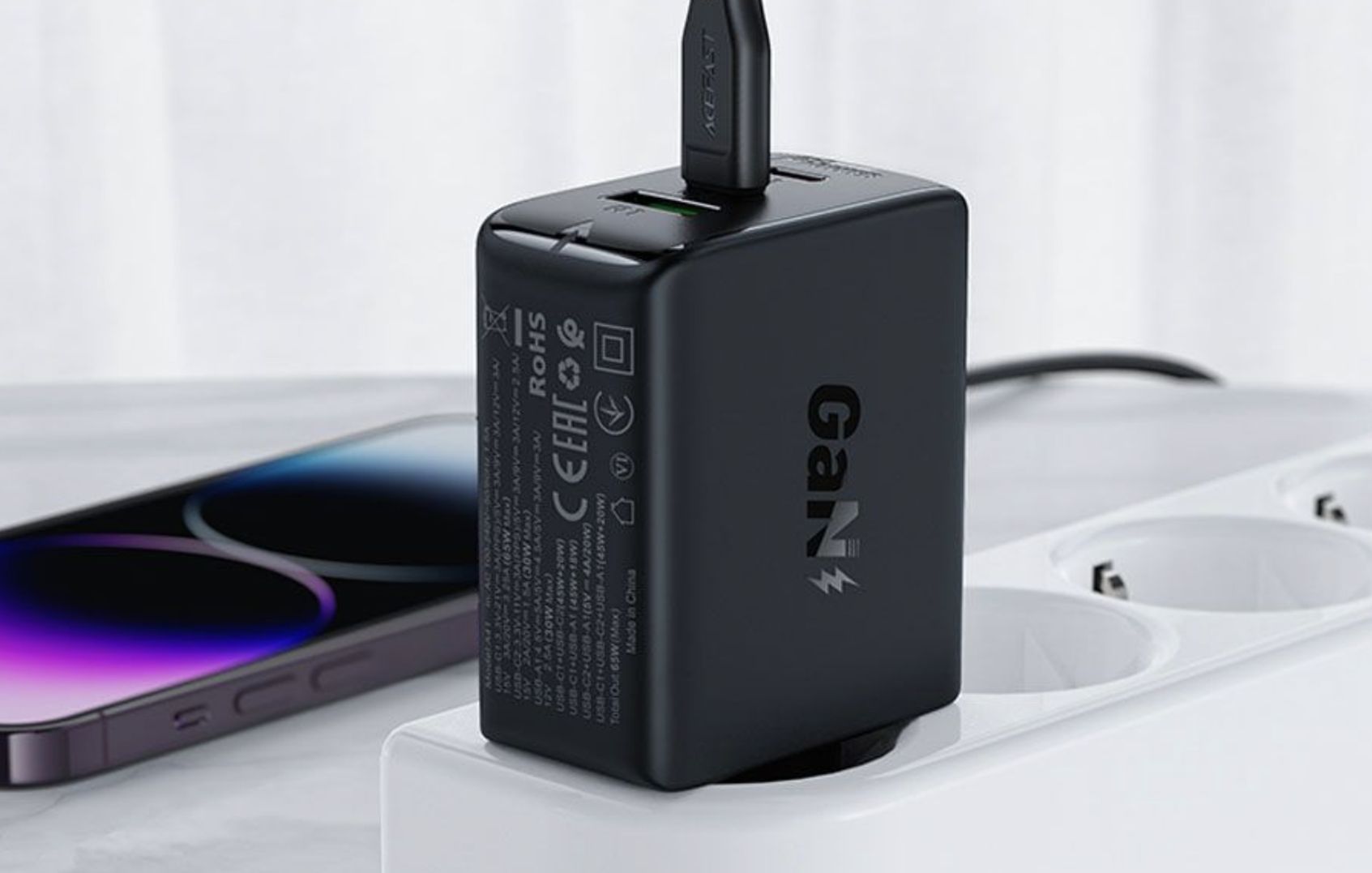 Acefast PD65W GaN nabíjačka biela