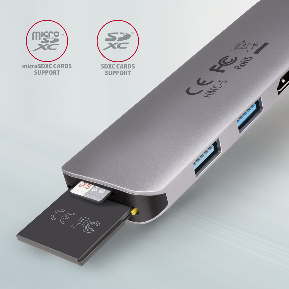 Sloty pro SD a microSD karty s podporou SDXC a microSDXC