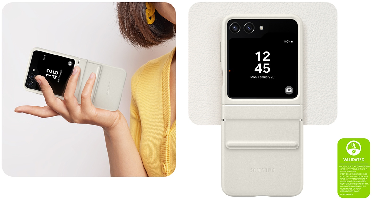 Samsung Flap ECO-Leather kryt Z Flip5 krémový