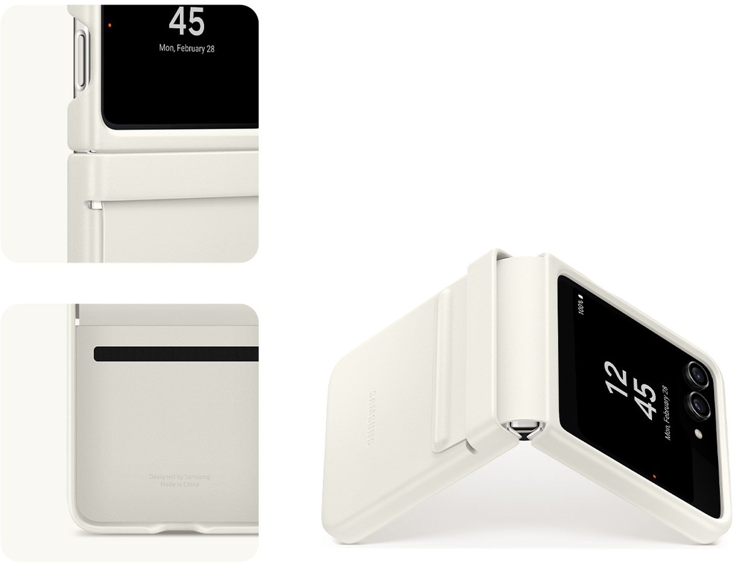Samsung Flap ECO-Leather kryt Z Flip5 krémový