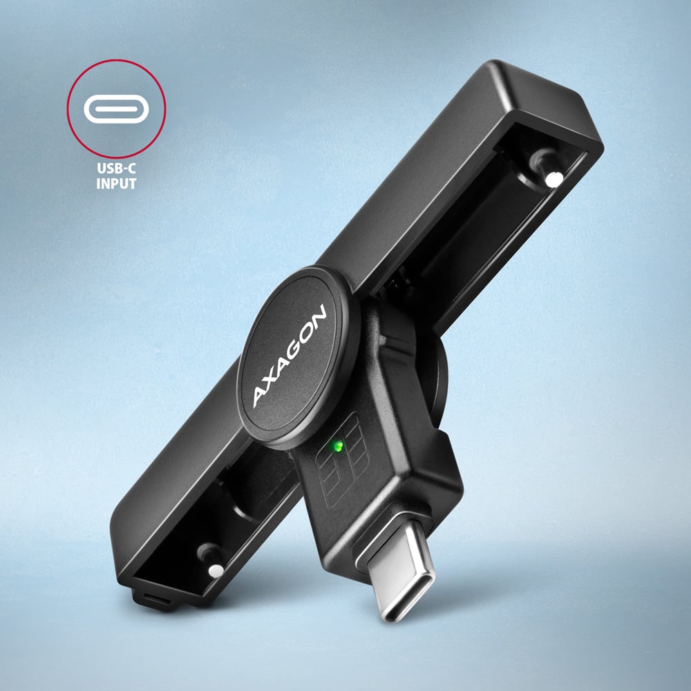 Skládací mechanismus čtečky AXAGON CRE-SMPC s USB-C konektorem