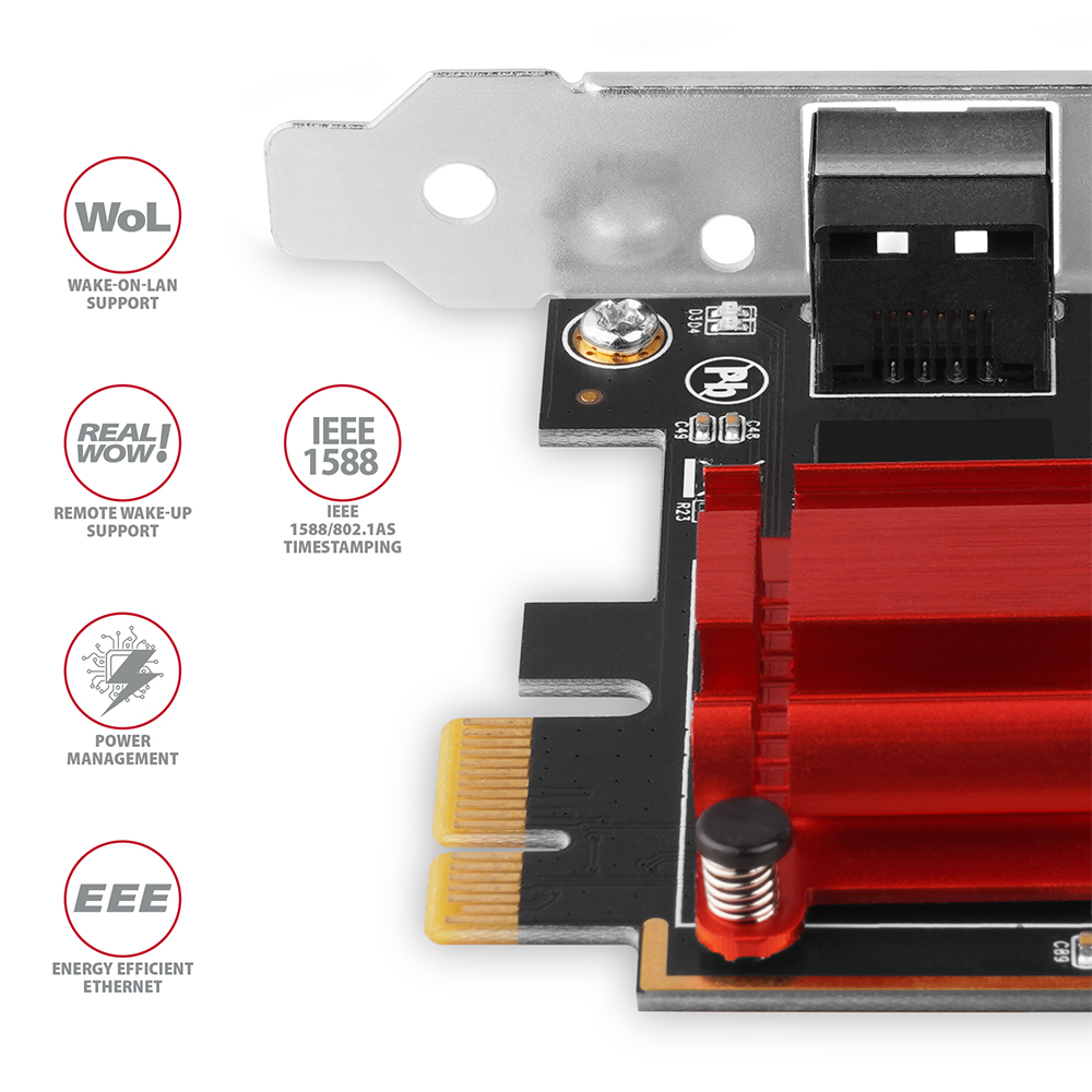 AXAGON PCEE-G25 – Wake-on-LAN, IEEE 1588 a Energy Efficient Ethernet