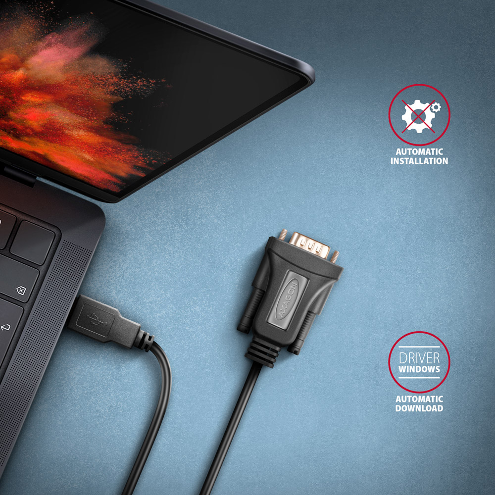 AXAGON ADS-1PQN připojený k notebooku – automatická instalace ovladačů ve Windows