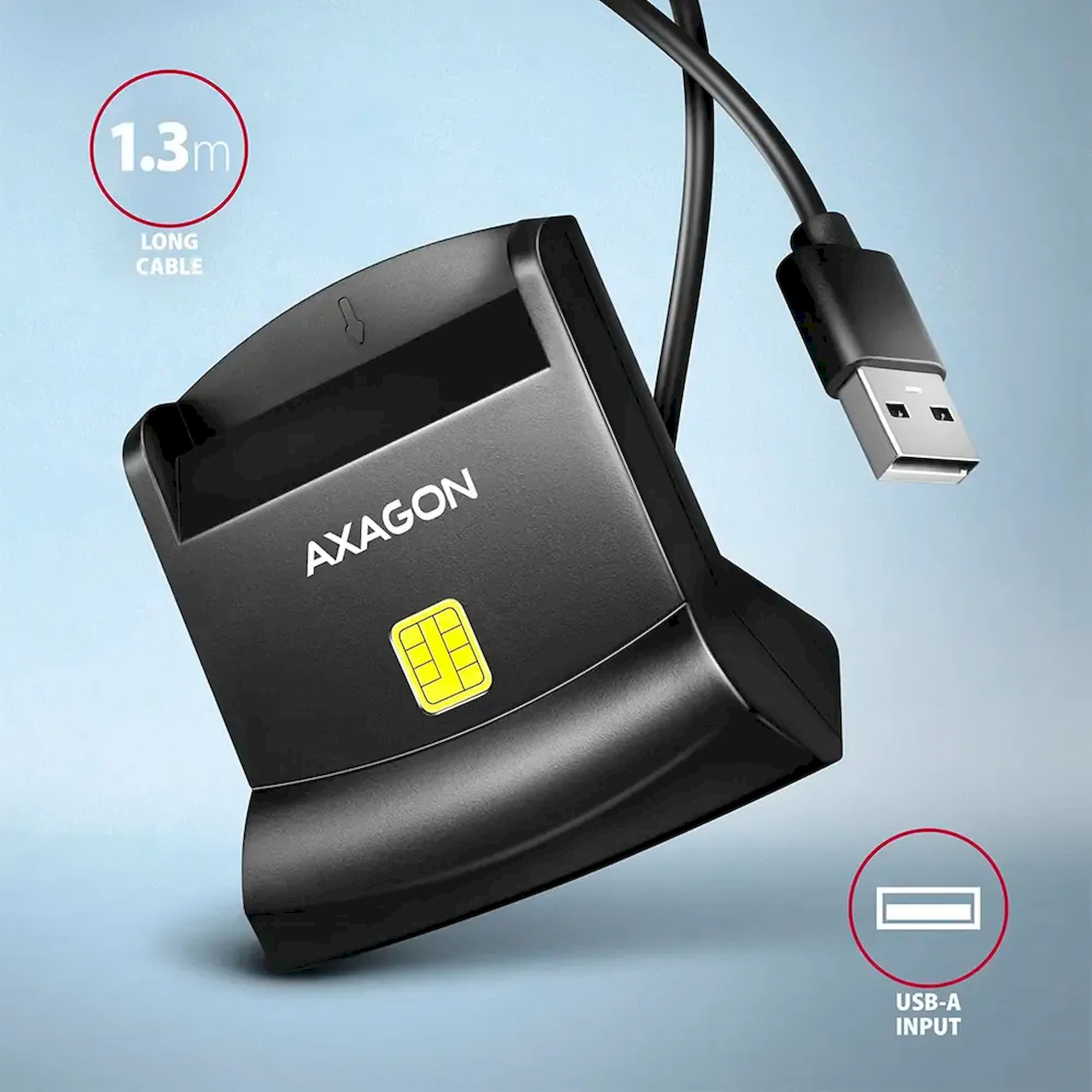 AXAGON CRE-SM4N USB-A StandReader čítačka kontaktných kariet Smart card 1.3m