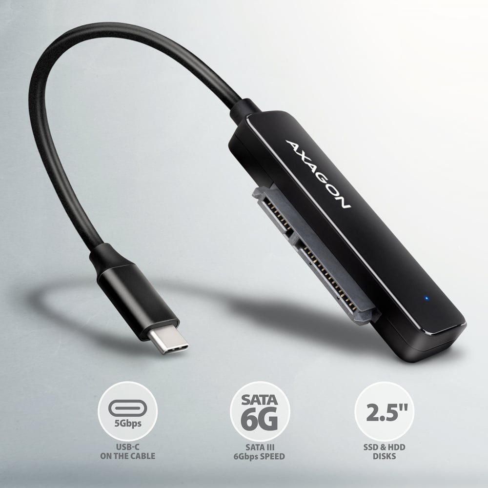 AXAGON ADSA-FP2C – redukce USB-C na SATA konektor 2,5palcového disku