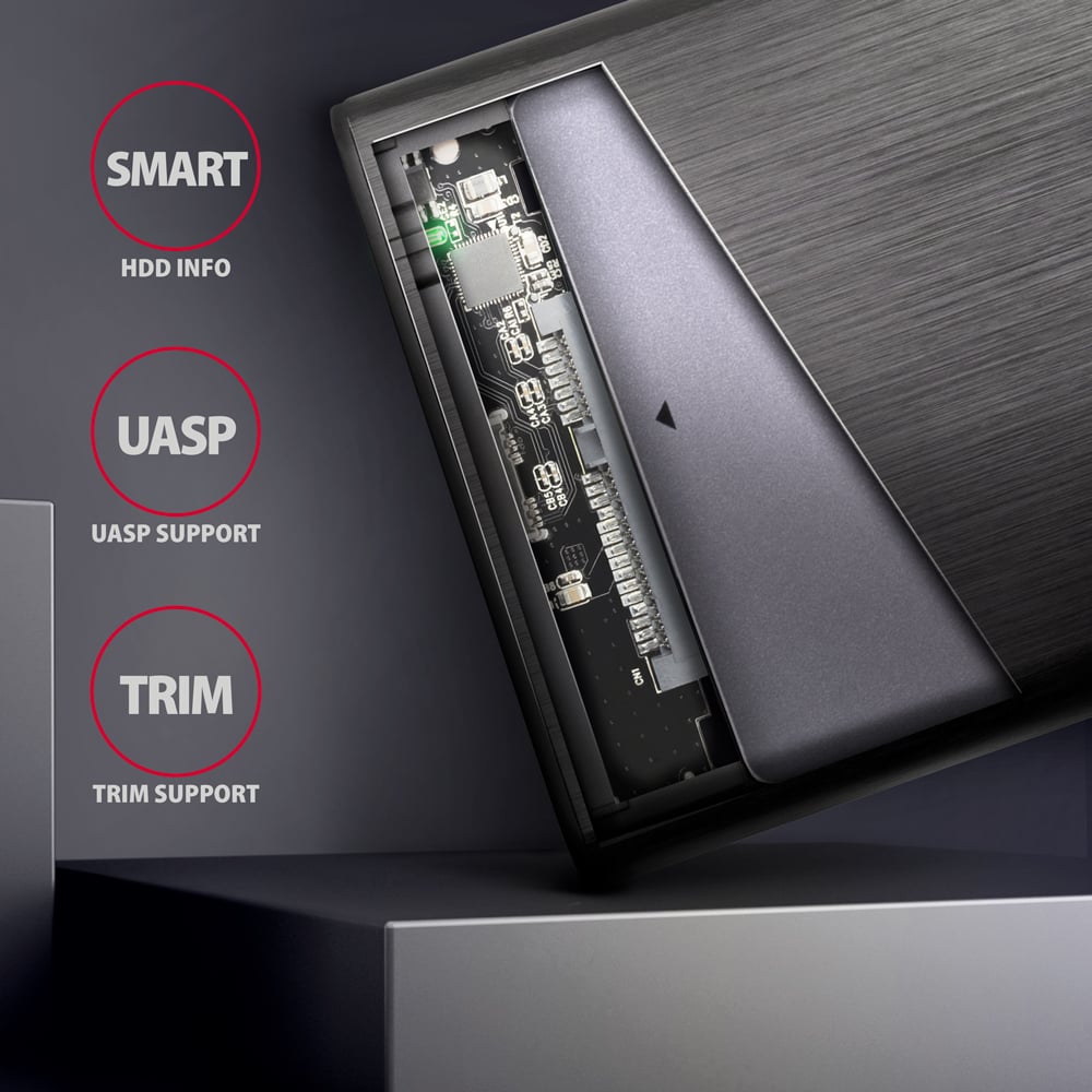 AXAGON EE25-A6M – vnitřní elektronika s podporou UASP, TRIM a S.M.A.R.T.