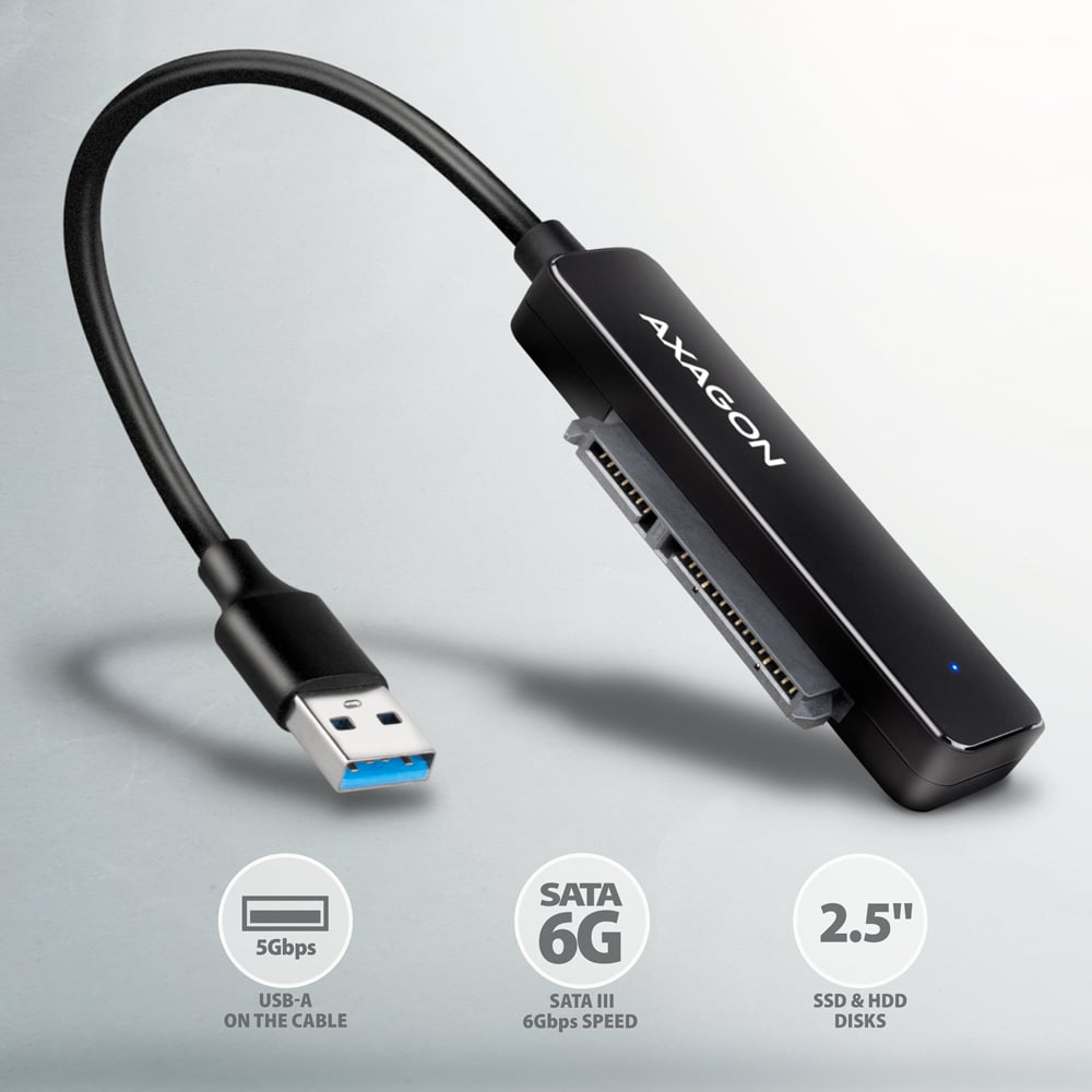 AXAGON ADSA-FP2A – redukce USB-A na SATA konektor 2,5palcového disku