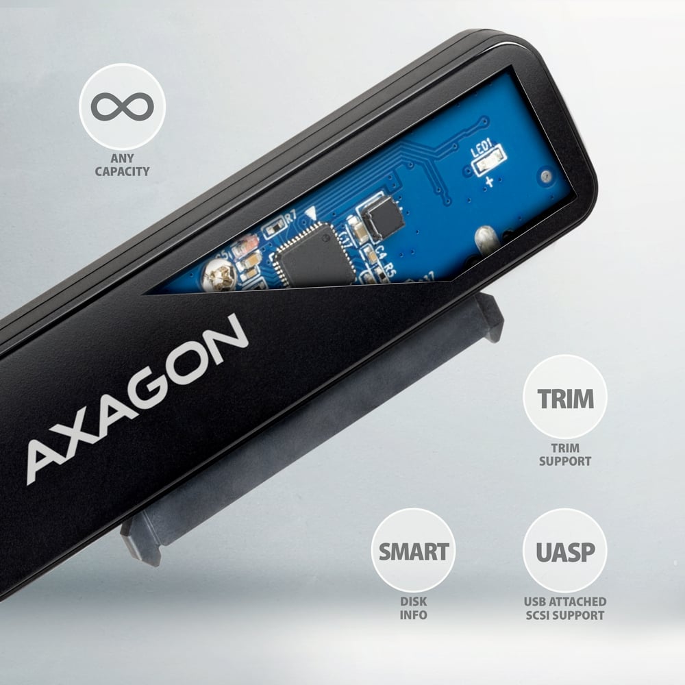 AXAGON ADSA-FP2A – vnitřní elektronika s podporou UASP, TRIM a S.M.A.R.T.