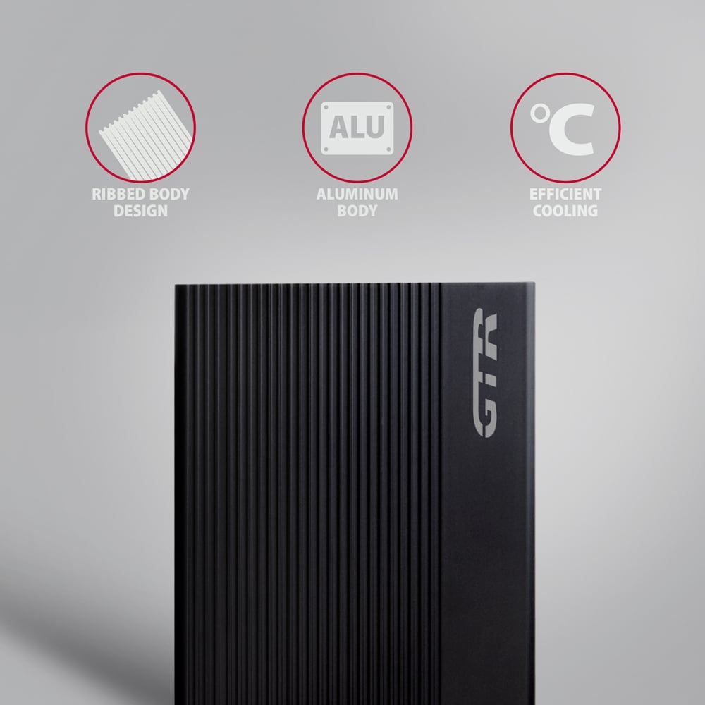 AXAGON EE35-GTR – detail žebrovaného hliníkového těla boxu