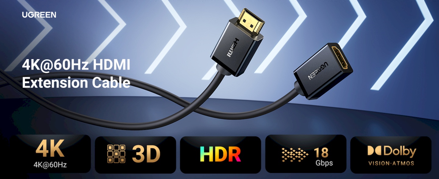 UGREEN HDMI, predlžovací, 5m (10146) čierny - Smarty.sk