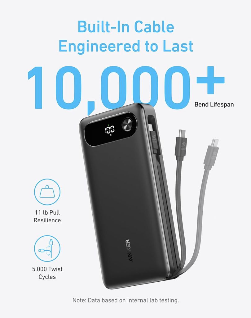 Anker Power Bank (20000mAh) 87W, s USB-C kabelem černá
