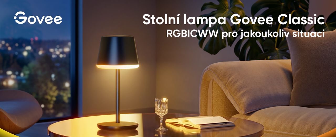 Govee Table Lamp Classic S RGBICWW stolní lampa, Matter černá