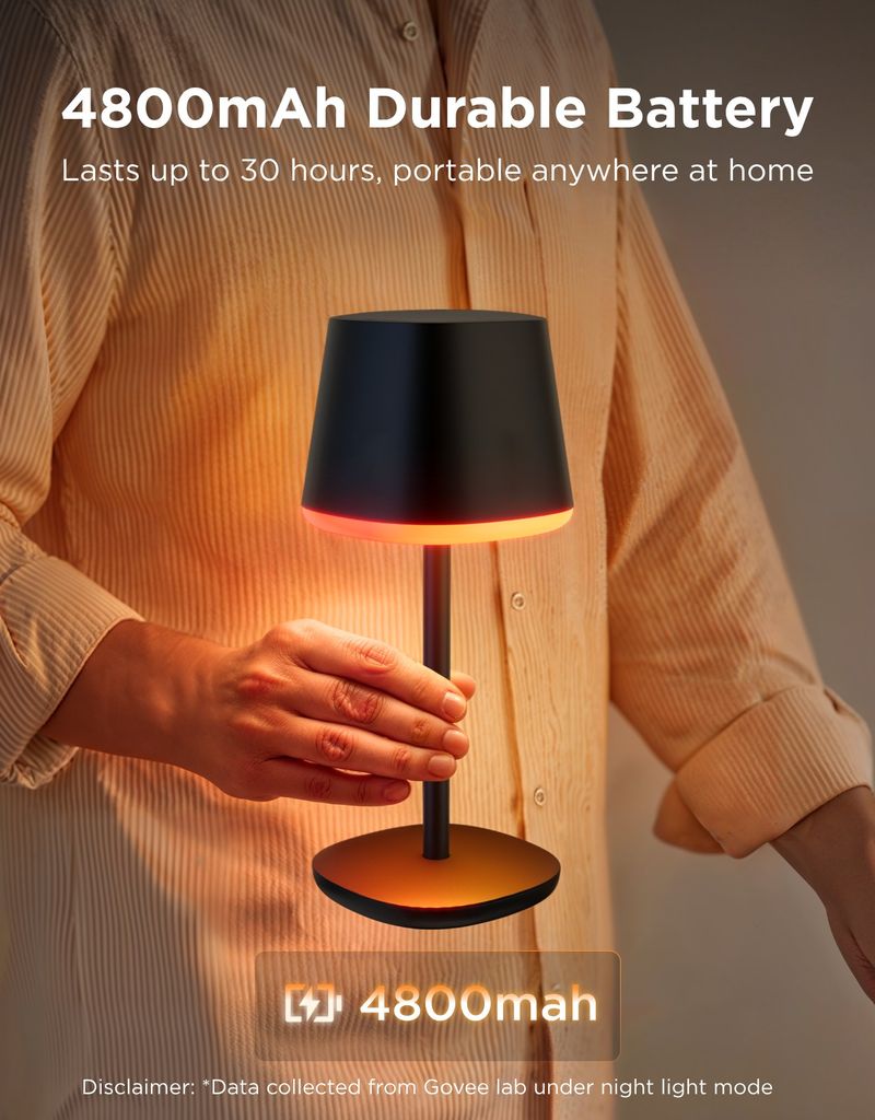 Govee Table Lamp Classic S RGBICWW stolní lampa, Matter černá