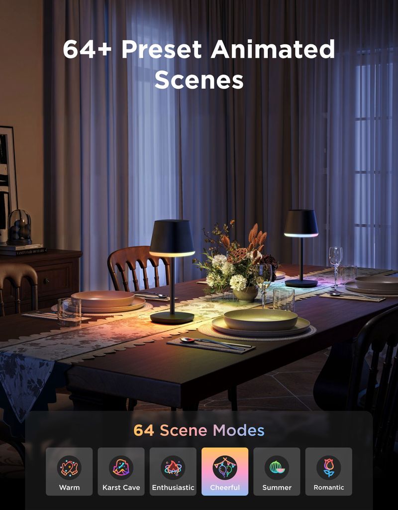 Govee Table Lamp Classic S RGBICWW stolní lampa, Matter černá