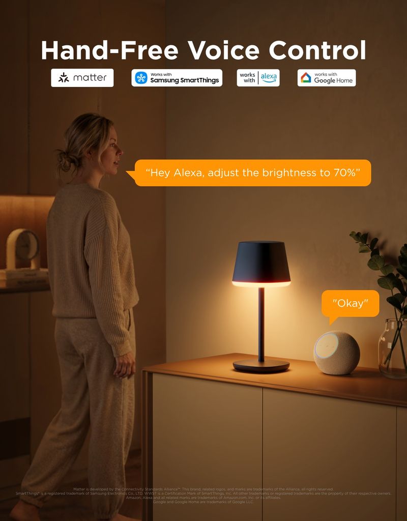 Govee Table Lamp Classic S RGBICWW stolní lampa, Matter černá