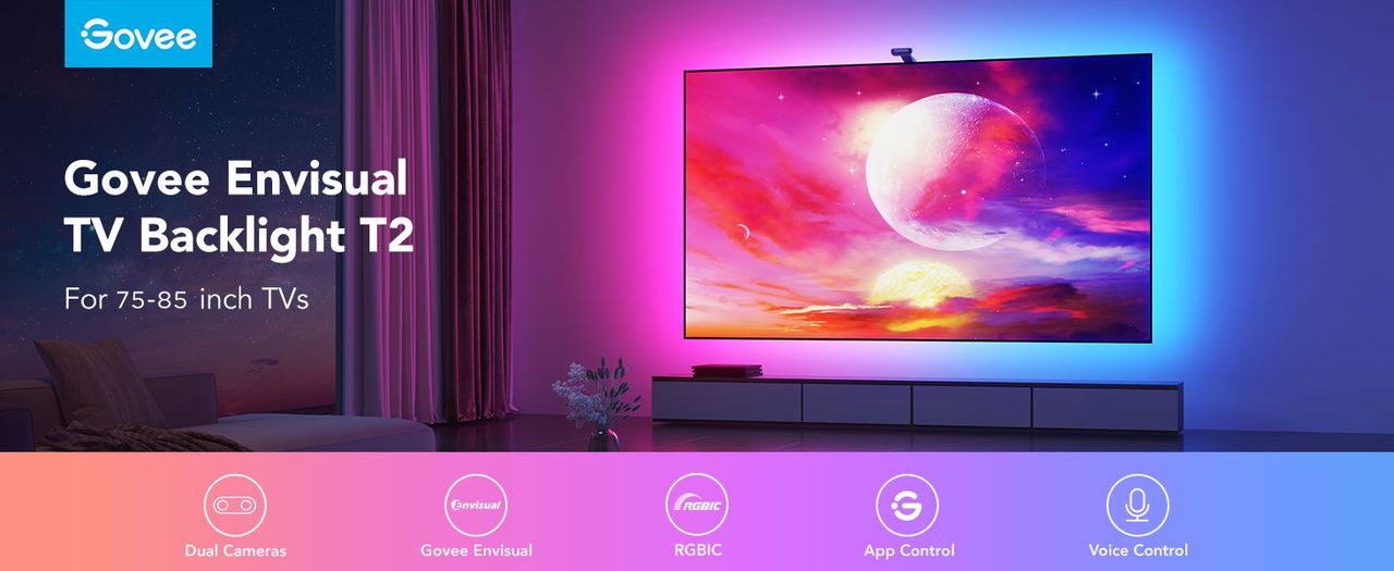Govee DreamView T2 DUAL TV 75-85" SMART LED podsvícení RGBIC