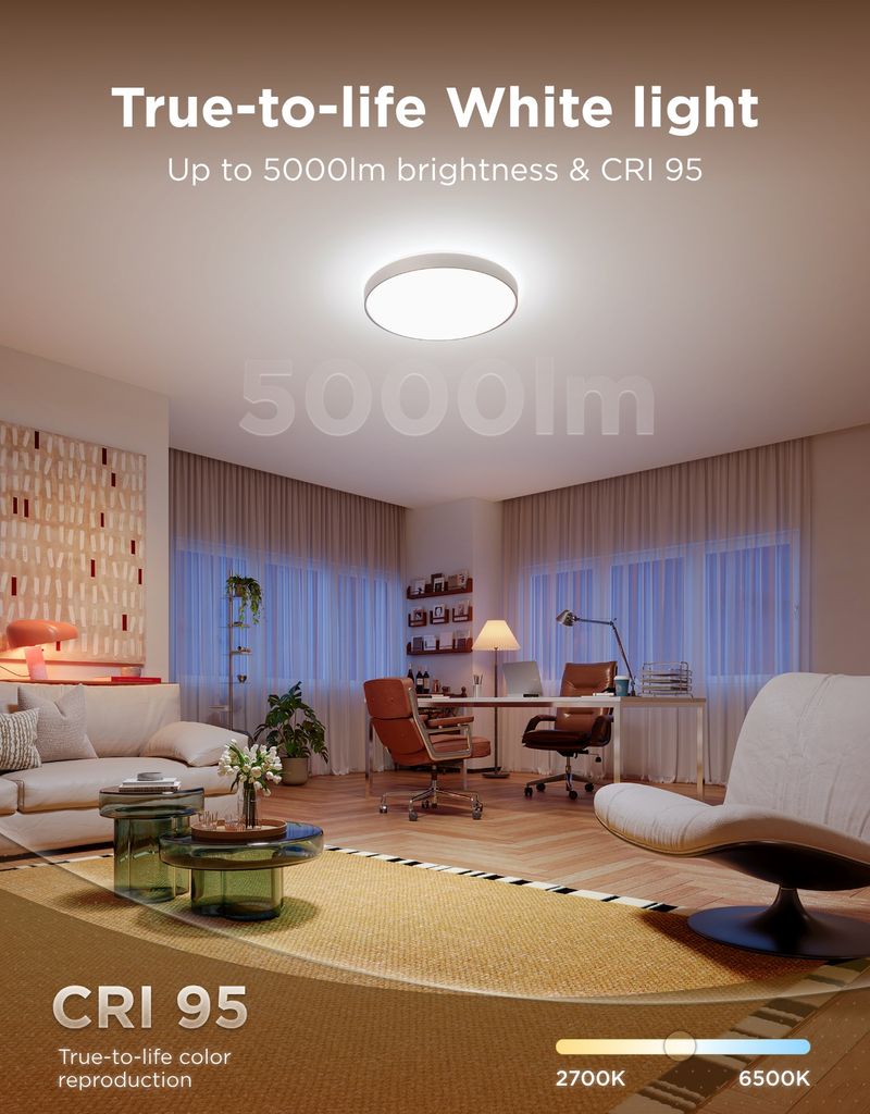 Govee Ultra RGBICWW Smart duální kulaté stropní světlo 5000lm 53cm Matter