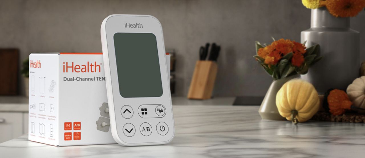 iHealth Soothe TENS duální elektrostimulátor s příslušenstvím bílý