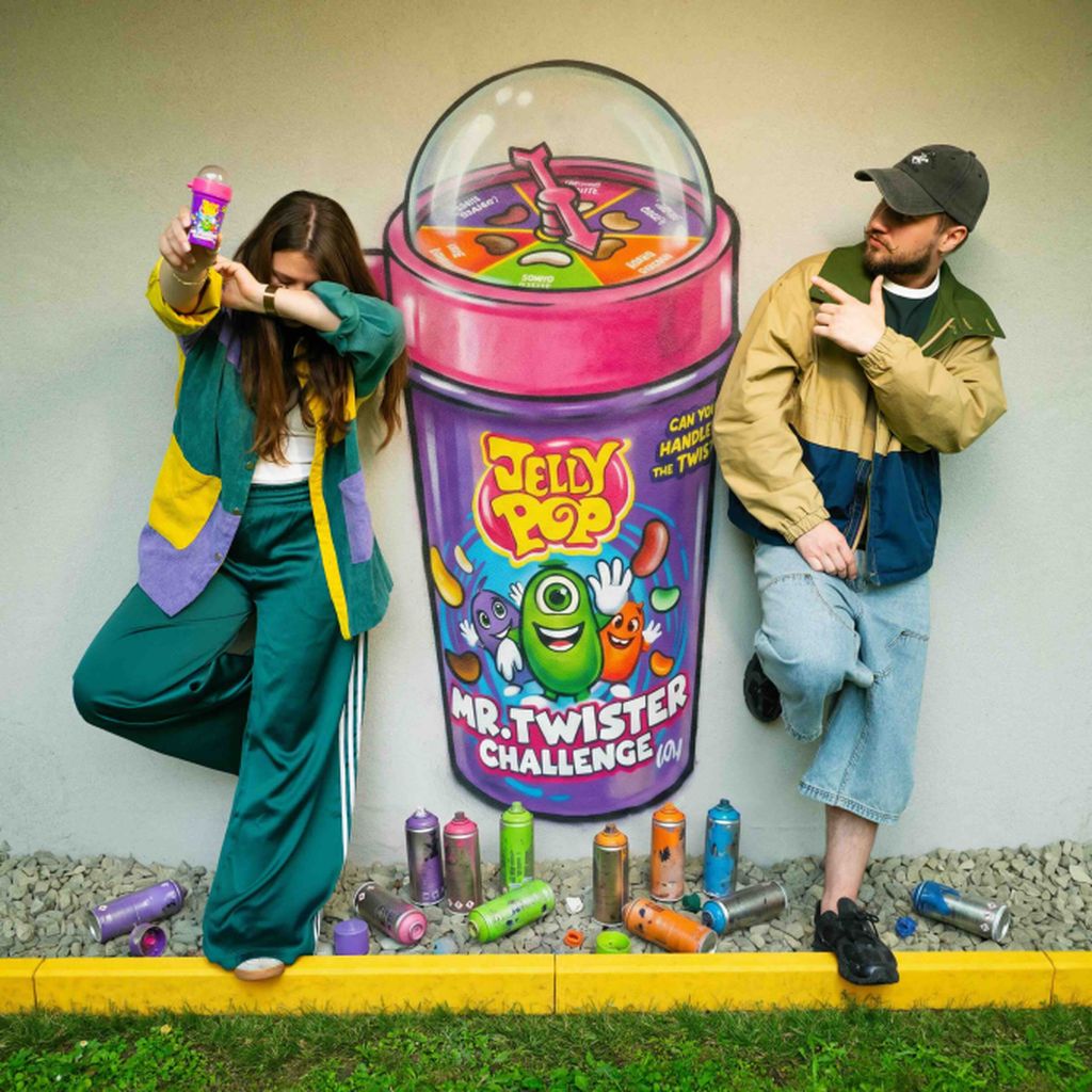 Bonbóny JellyPop Mr. Twister Challenge 60 g