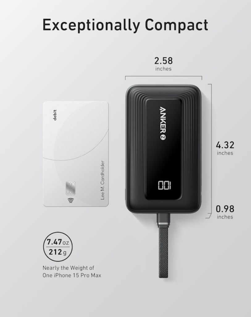 Anker Zolo powerbanka (10000mAh) 30W, s kabelem USB-C černá