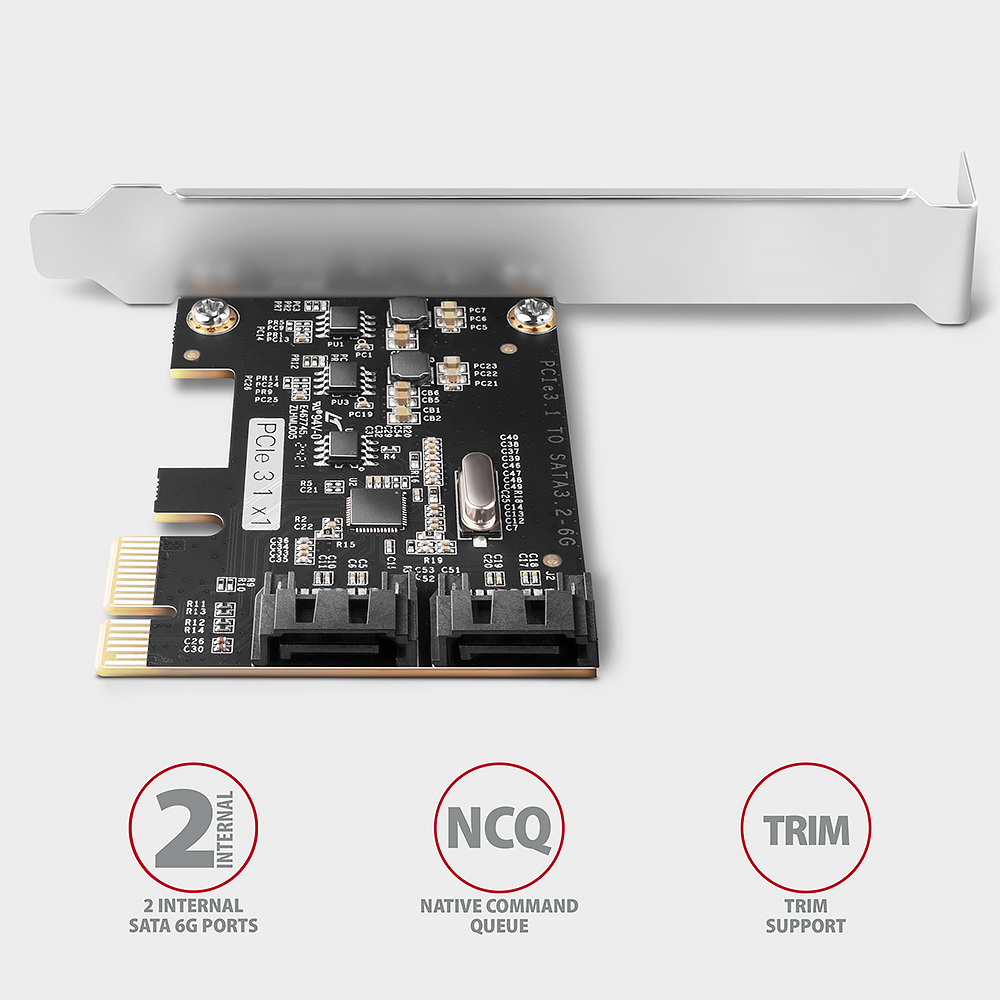 Detail dvou interních SATA 6G portů karty PCES-SJ2