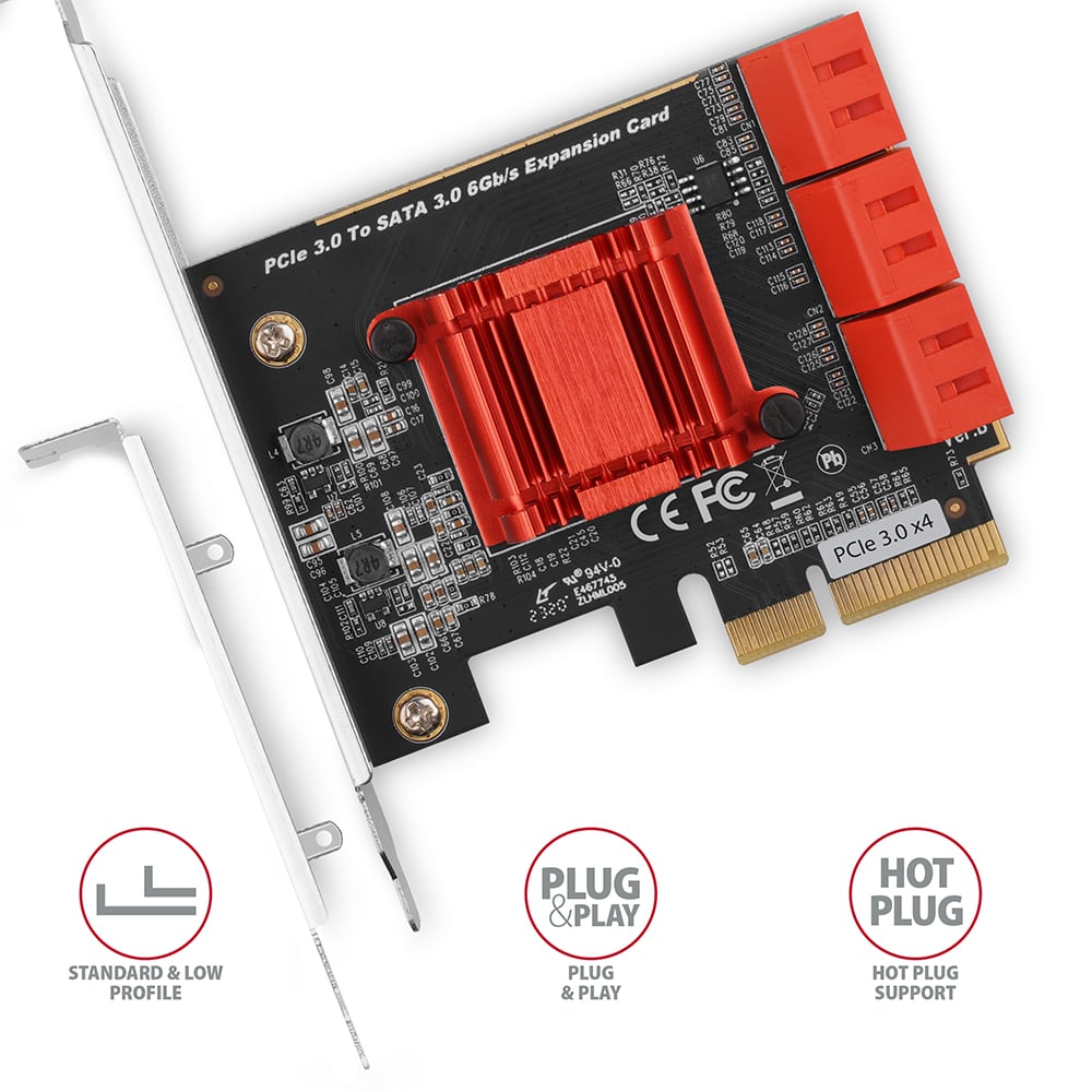 AXAGON PCES-SA6 – PCIe karta se 6 SATA porty a hliníkovým chladičem