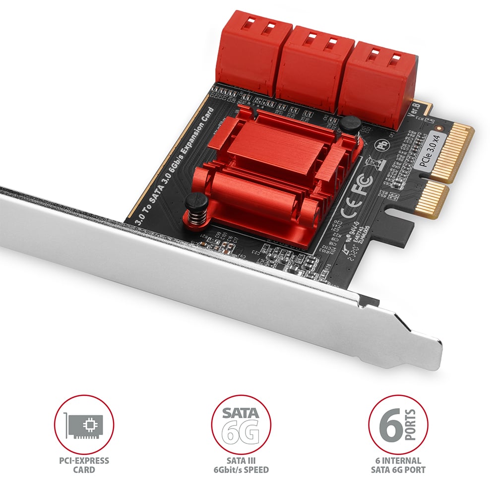 Přehled vlastností – PCI-Express karta, SATA 6G, 6 interních portů