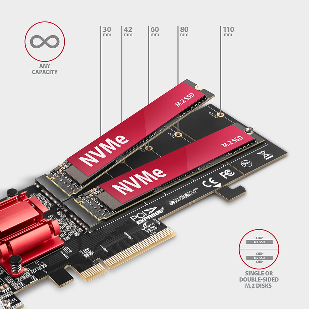 Podporované délky M.2 SSD disků od 30 do 110 mm