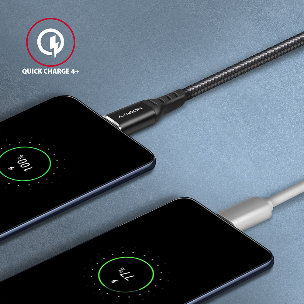 Rychlé nabíjení telefonů technologií Quick Charge pomocí kabelu AXAGON