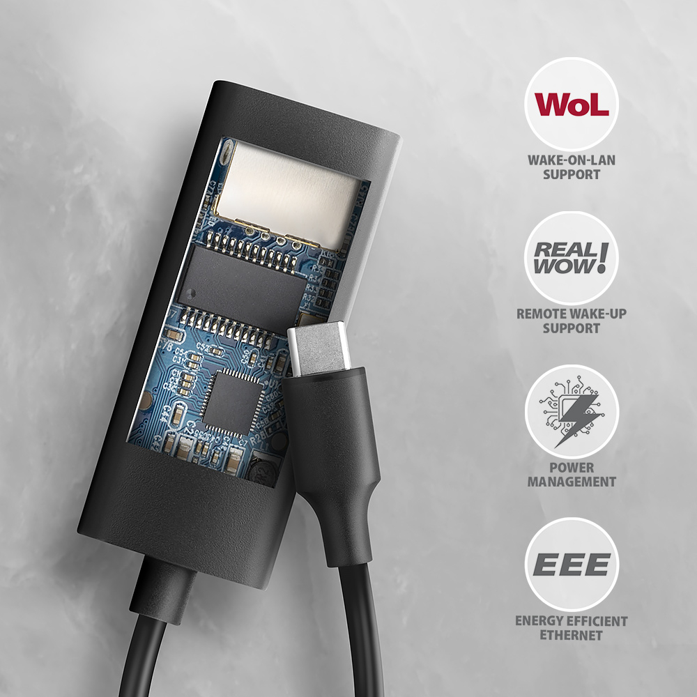 Vnitřní elektronika AXAGON ADE-ARC s čipsetem Realtek RTL8153, konektor USB-C