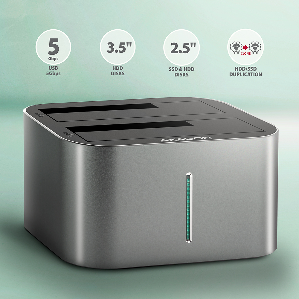 AXAGON ADSA-DC – dokovací stanice pro 2.5 a 3.5 palcové SATA disky