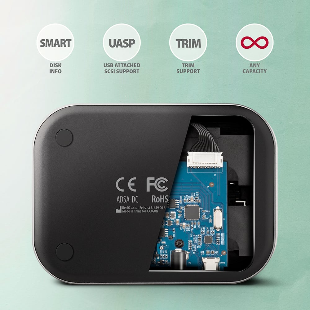 Vnitřní deska dokovací stanice AXAGON ADSA-DC s podporou UASP, TRIM a SMART