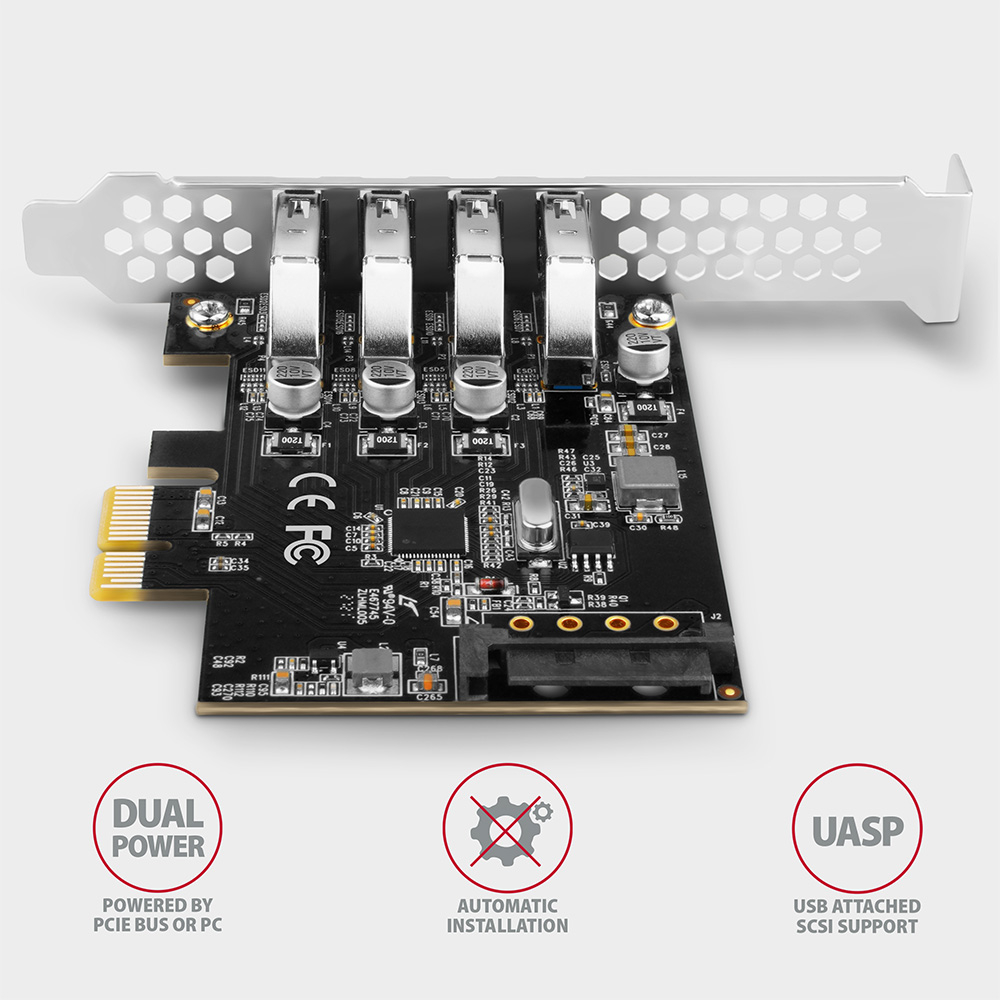 AXAGON PCEU-43RS – SATA napájecí konektor a podpora UASP
