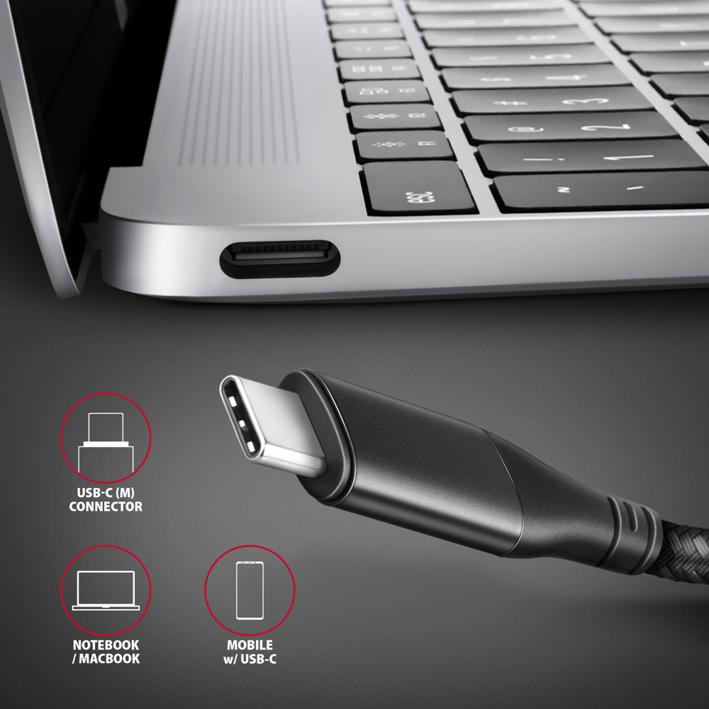 Konektor USB-C redukce AXAGON RVC-HI2M u notebooku