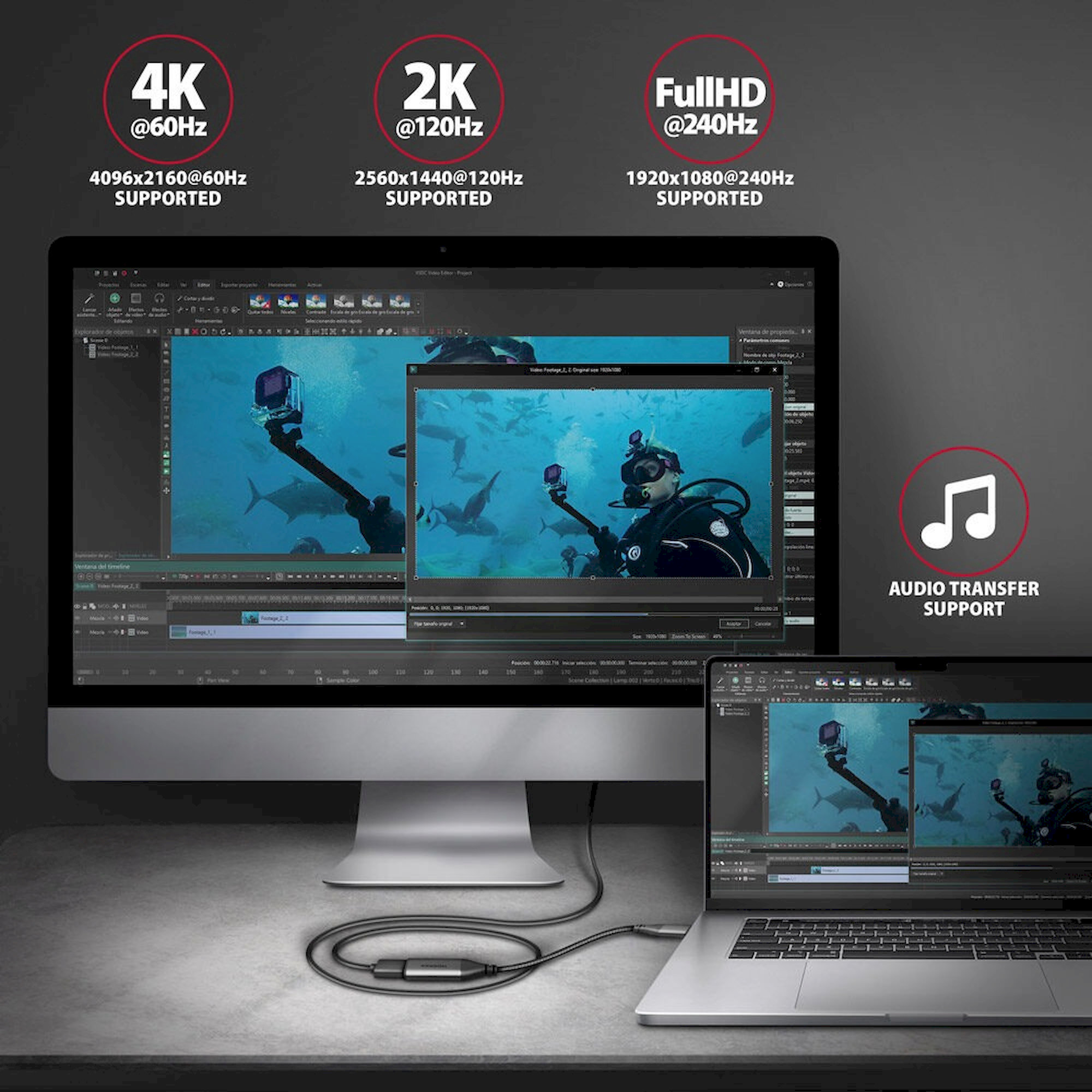 AXAGON USB-C/HDMI redukcia 4K 0,25m čierna